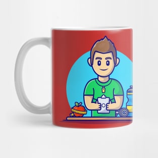 Gym And Fitness Trainer Cartoon Vector Icon Illustration Mug